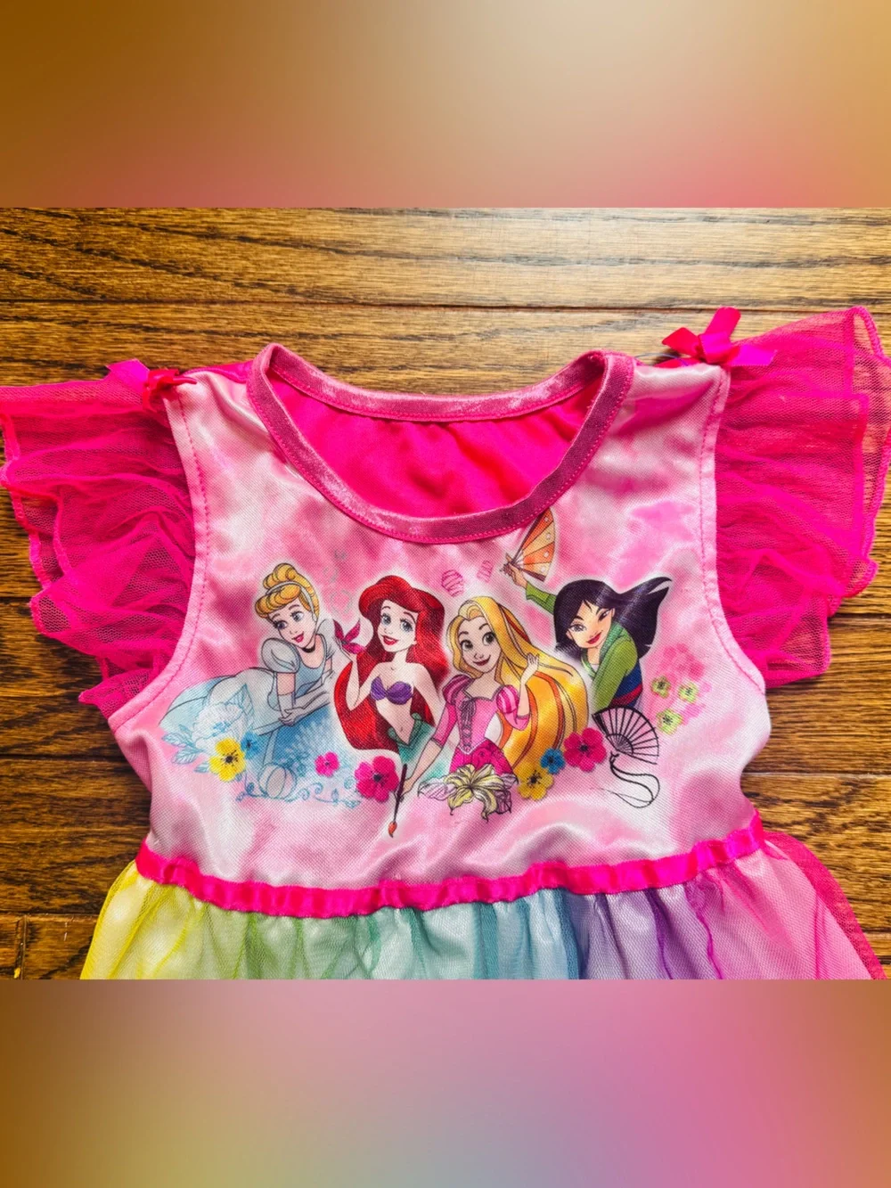Disney Girls Rainbow Princess Nightgown in Pink
